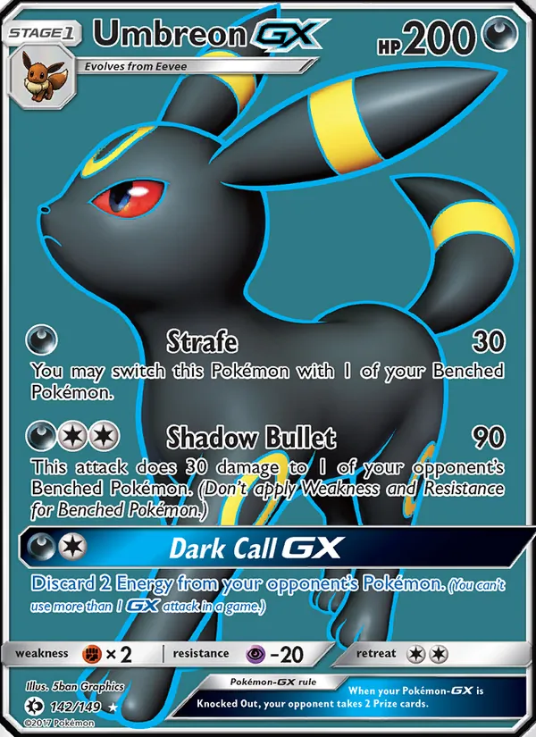 Umbreon GX, Sun & Moon No. 142