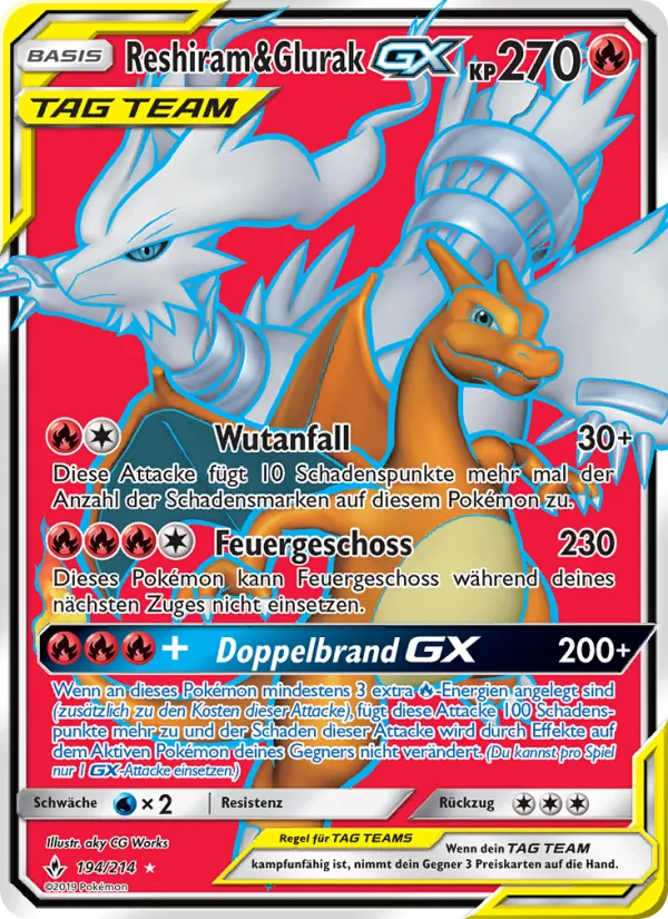 Reshiram & Glurak GX, Kräfte im Einklang Nº 194