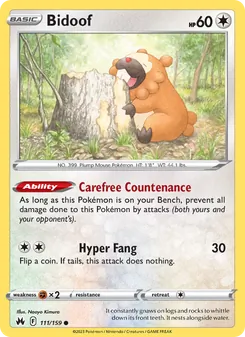 Bidoof, Crown Zenith No. 111 Normal