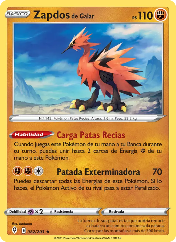 Zapdos de Galar, Cielos Evolutivos Nº 82