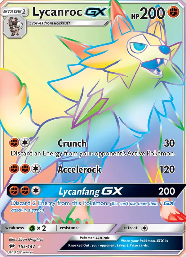 Lycanroc GX, Burning Shadows No. 155