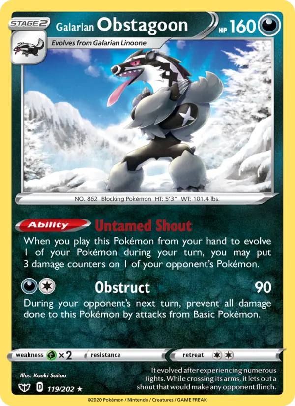 Galarian Obstagoon, Sword & Shield No. 119