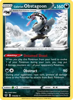 Galarian Obstagoon, Sword & Shield Nº 119 Holo