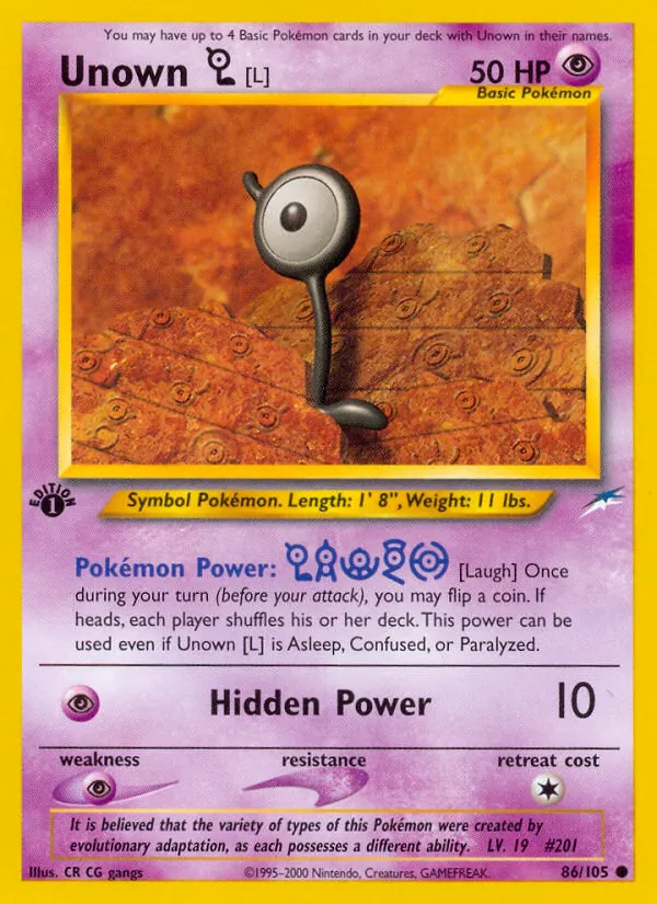 Unown [L], Neo Destiny No. 86