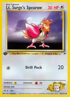 Lt. Surge's Spearow, Gym Heroes No. 52 Normal