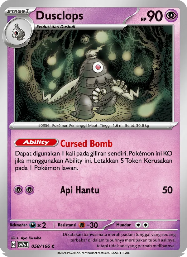 Dusclops, Bimbingan Rasi No. 058