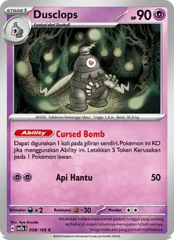 Dusclops, Bimbingan Rasi Nº 058 Normal
