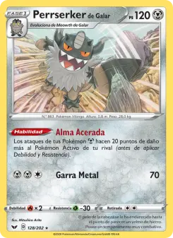 Perrserker de Galar, Espada y Escudo Nº 128 Holo