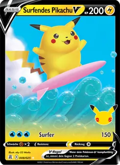 Surfendes Pikachu V, Celebrations No. 8 Holo