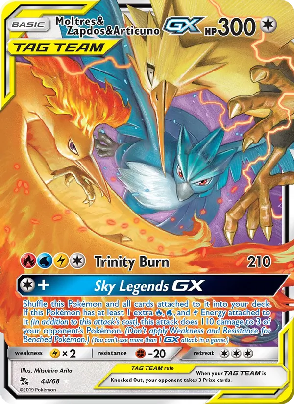 Moltres & Zapdos & Articuno GX, Hidden Fates Nº 44