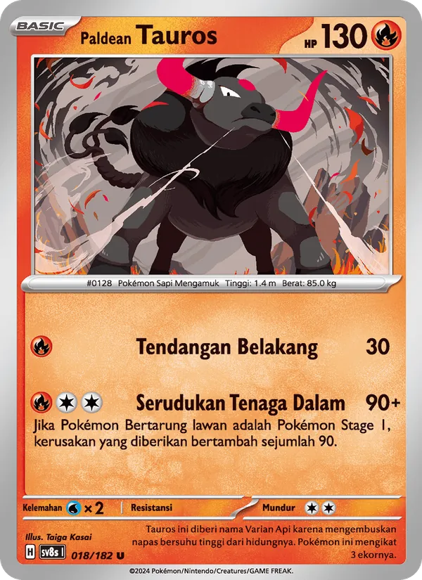 Paldean Tauros, Kilat Rasi Nº 018