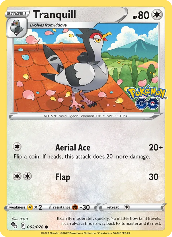 Tranquill, Pokémon GO Nº 062