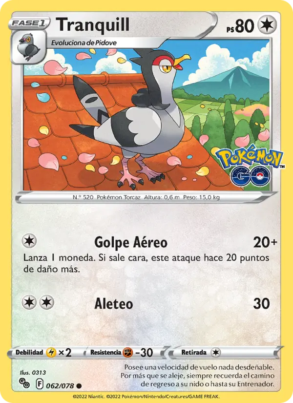 Tranquill, Pokémon GO No. 062