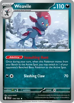 Weavile, Paldea Evolved Nº 134 Holo