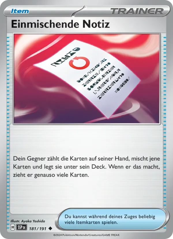 Einmischende Notiz, Stürmische Funken No. 181