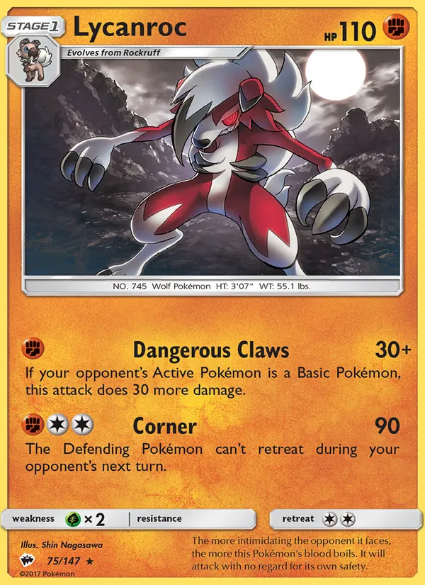 Lycanroc, Burning Shadows Nº 75