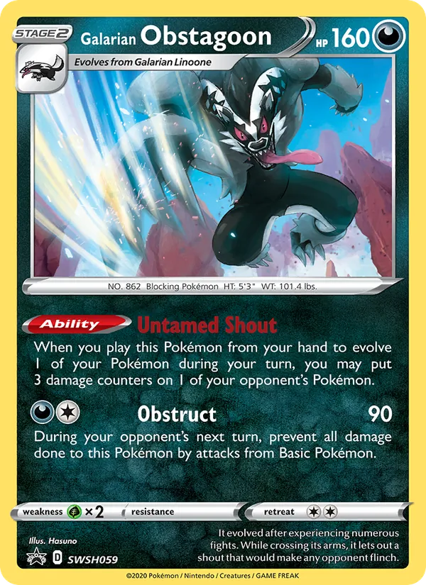 Galarian Obstagoon, SWSH Black Star Promos No. SWSH059