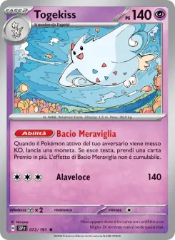 Togekiss, Scintille Folgoranti Nº 072 Reverse