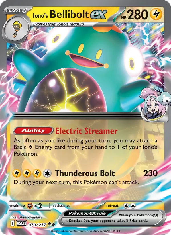 Iono's Bellibolt ex, Ascended Heroes No. 070