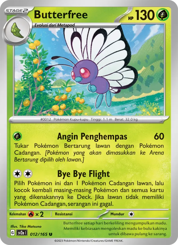 Butterfree, Kartu Pokémon 151 No. 012