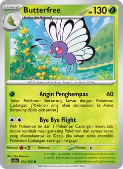 Butterfree, Kartu Pokémon 151 No. 012 Normal