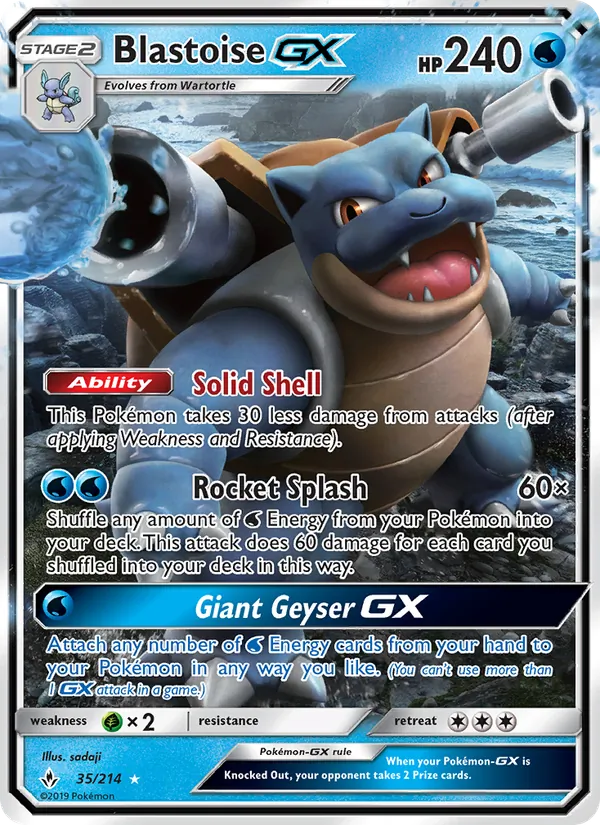 Blastoise GX, Unbroken Bonds Nº 35