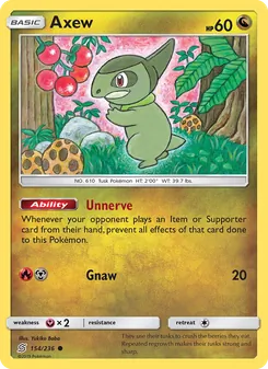 Axew, Unified Minds No. 154 Normal