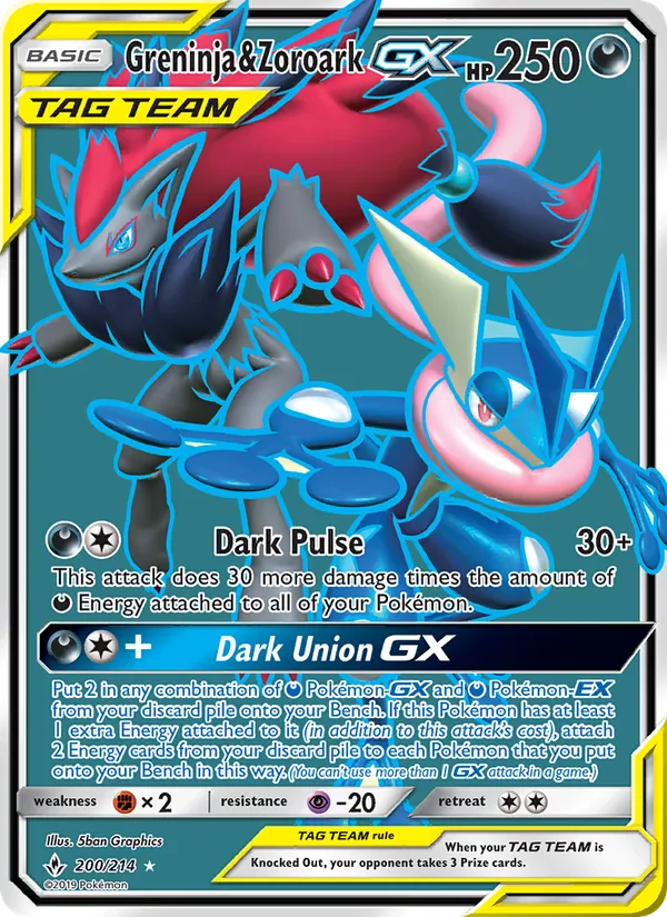 Greninja & Zoroark GX, Unbroken Bonds Nº 200