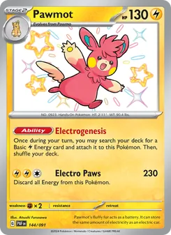Pawmot, Paldean Fates No. 144 Holo