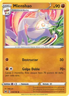 Mienshao, Origen Perdido Nº 104 Normal