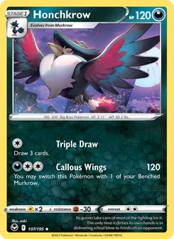 Honchkrow, Silver Tempest Nº 107 Normal