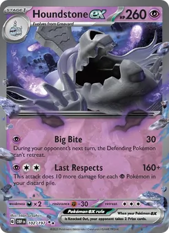 Houndstone ex, Obsidian Flames No. 102 Holo