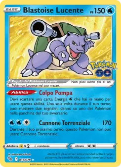 Blastoise Lucente, Pokémon GO No. 018 Holo