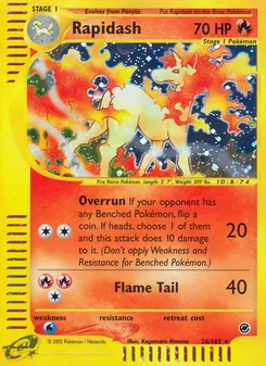 Rapidash, Expedition Base Set Nº 26 Reverse