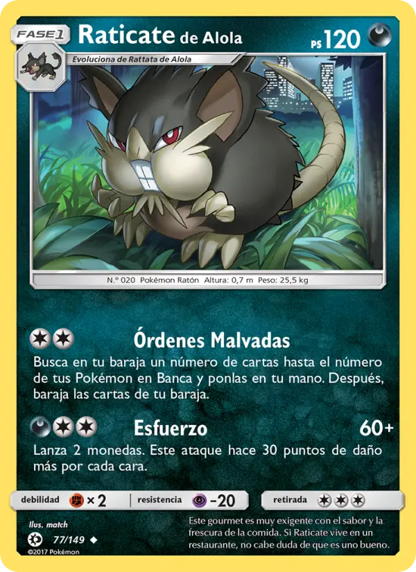 Raticate de Alola, Sol y Luna Nº 77