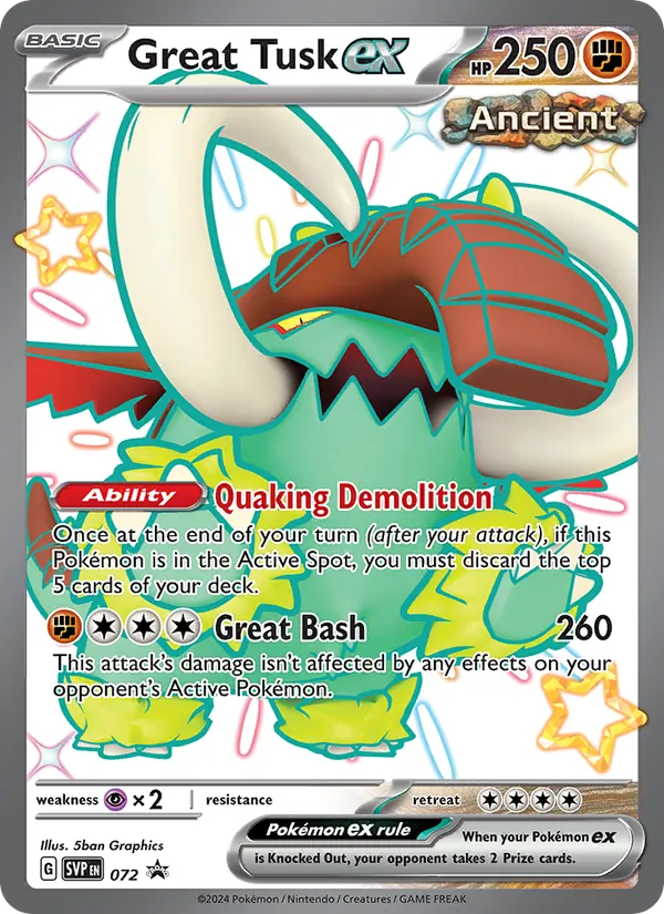 Great Tusk ex, SVP Black Star Promos No. 072