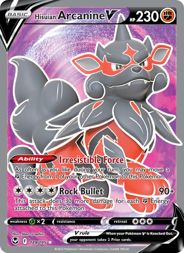 Hisuian Arcanine V, Silver Tempest No. 179