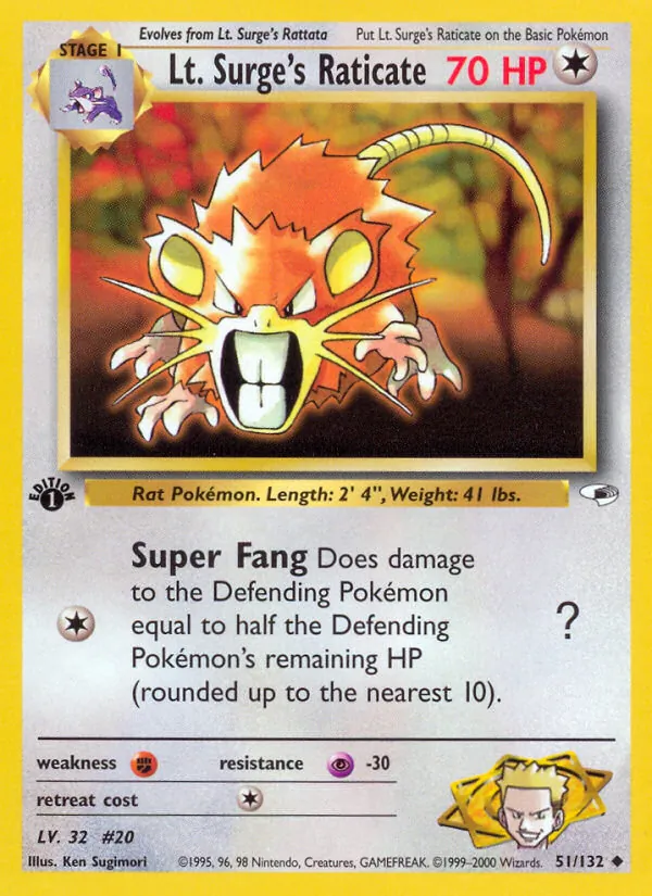 Lt. Surge's Raticate, Gym Heroes Nº 51