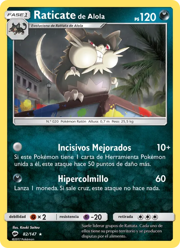 Raticate de Alola, Sombras Ardientes No. 82
