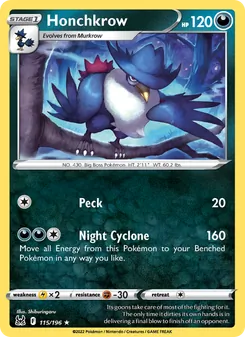 Honchkrow, Lost Origin No. 115 Normal