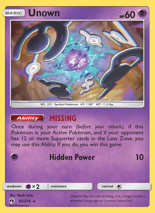 Unown, Lost Thunder No. 92