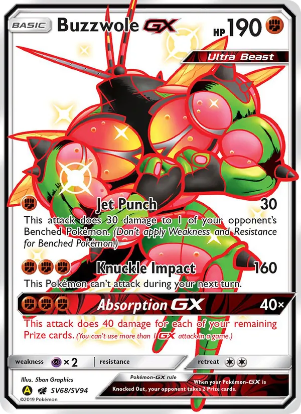 Buzzwole-GX, Hidden Fates Shiny Vault Nº SV68