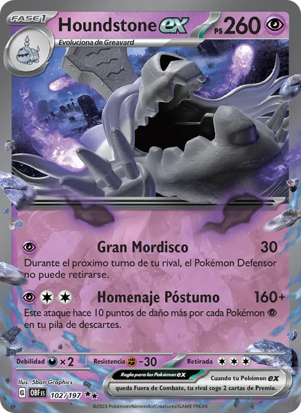 Houndstone ex, Llamas Obsidianas Nº 102