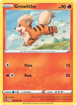 Growlithe, Silver Tempest No. 019 Normal