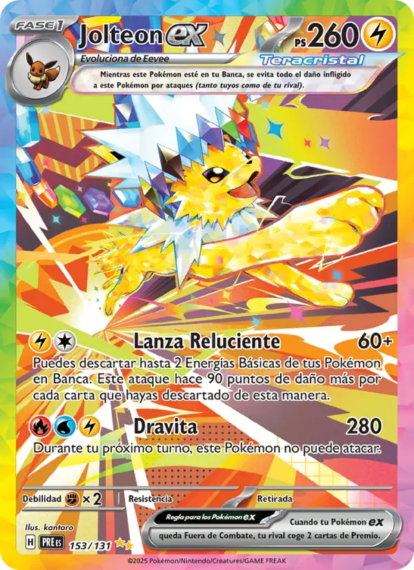 Jolteon ex, Evoluciones Prismáticas Nº 153