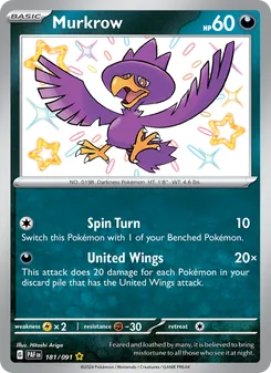 Murkrow, Paldean Fates Nº 181 Holo