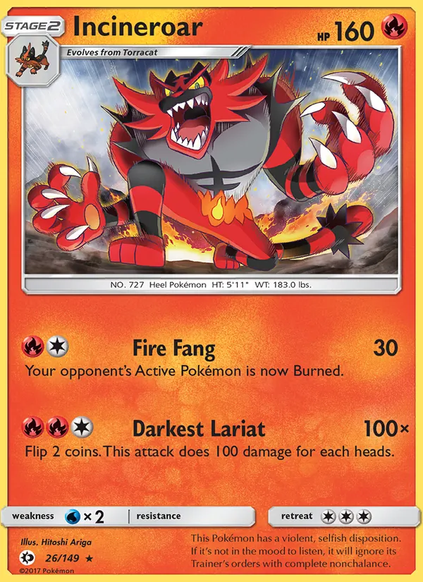 Incineroar, Sun & Moon No. 26