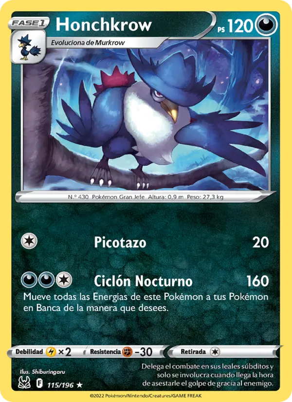 Honchkrow, Origen Perdido No. 115