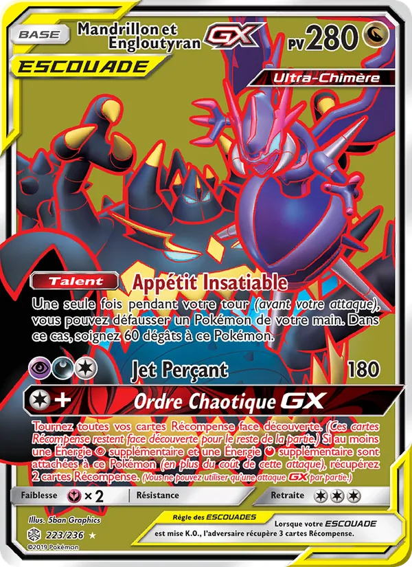 Mandrillon et Engloutyran GX, Éclipse Cosmique No. 223