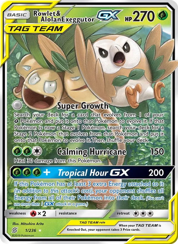 Rowlet & Alolan Exeggutor GX, Unified Minds Nº 1